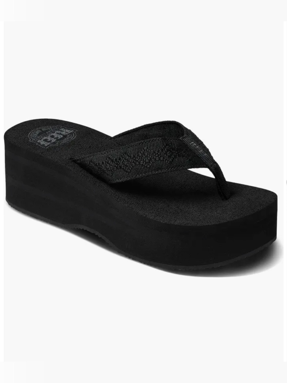 NWT Reef Women's Sandy Black Platform Flip Flop Sandal